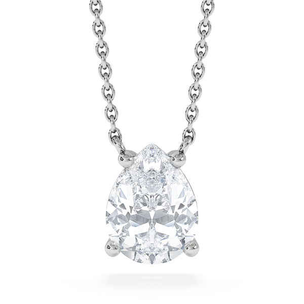 Wanderlust Floating Pear Cut Lab Diamond Solitaire Necklace 1.50ct H/Si in 9K White Gold